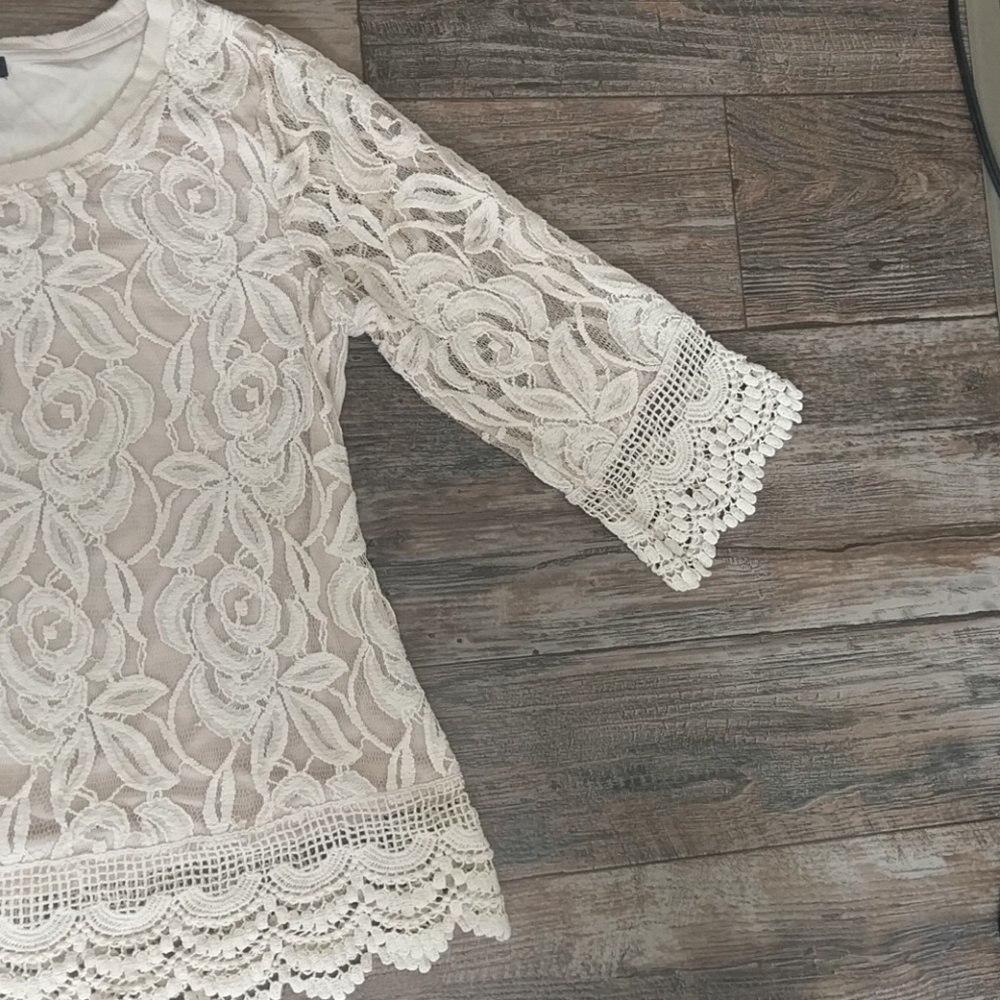 Lace shirt top cream